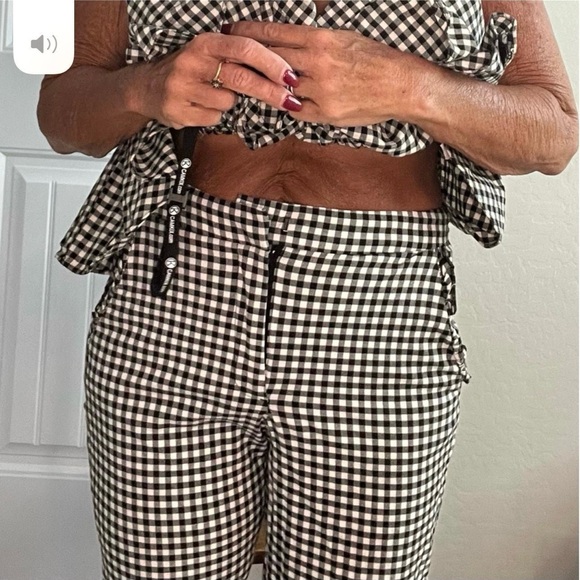 Zara Black & White Gingham Checked Ankle Crop Pants Medium Like New - Picture 8 of 12